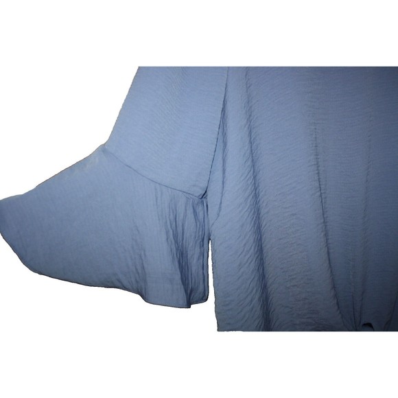 ALYX Women's Flutter Sleeve Overlay Blue Tie Front Blouse Plus Size 0X NWT $54 - Picture 4 of 8